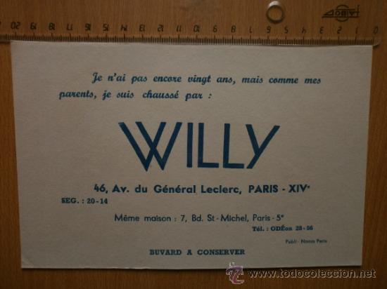 Coleccionismo papel secante: PAPEL SECANTE. WILLY. - Foto 1