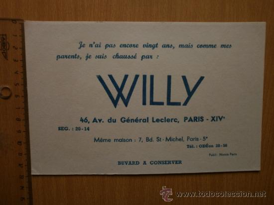 Coleccionismo papel secante: PAPEL SECANTE. WILLY. - Foto 2