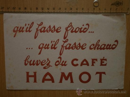 Coleccionismo papel secante: PAPEL SECANTE. CAFE HAMOT. - Foto 1