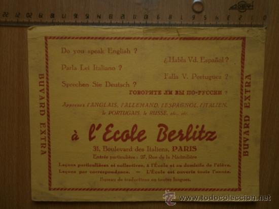 Coleccionismo papel secante: PAPEL SECANTE. L ECOLE BERLITZ. - Foto 1