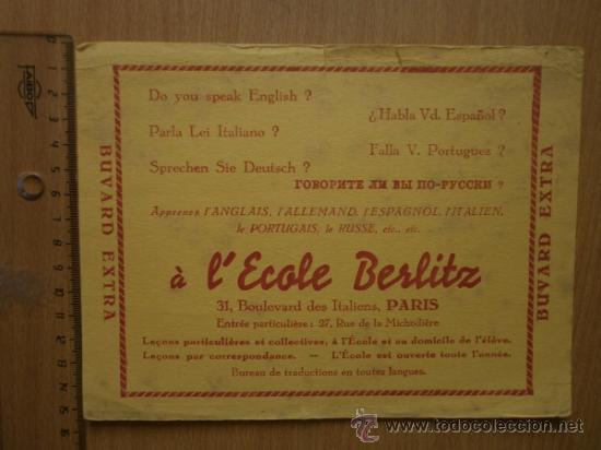 Coleccionismo papel secante: PAPEL SECANTE. L ECOLE BERLITZ. - Foto 2