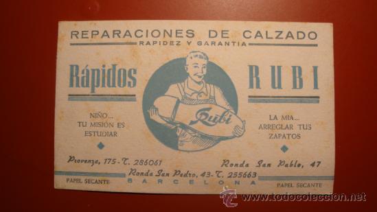 Coleccionismo papel secante: RAPIDOS RUBI - Foto 1
