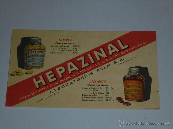 Coleccionismo papel secante: PAPEL SECANTE - HEPAZINAL - Foto 1