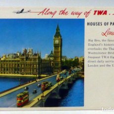 Colecionismo Mata-borrão: SECANTE LONDRES LONDON HOUSES OF PARLIAMENT BIG BEN PUBLICIDAD COMPAÑÍA AÉREA TWA. Lote 111957823
