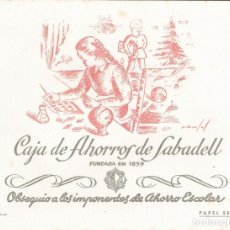 Coleccionismo Papel secante: PAPEL SECANTE CAJA DE AHORROS DE SABADELL - IMP.FIGUEROLA - (21X16)