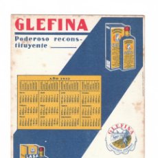 Coleccionismo Papel secante: ANTIGUO CALENDARIO - PAPEL SECANTE 1932 PUBLICIDAD GLEFINA Y LASA LABORATORIOS ANDRÓMACO AA. Lote 175421619