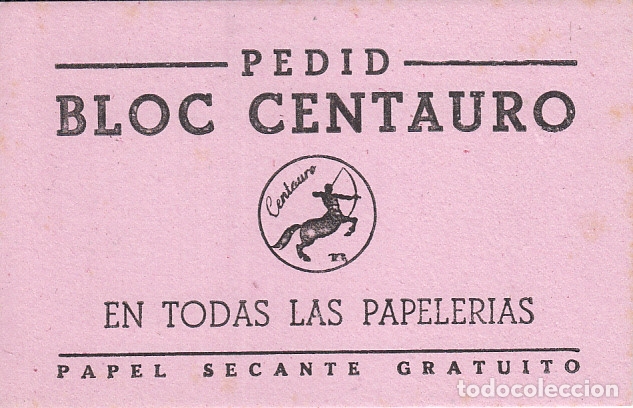 Coleccionismo papel secante: SECANTE BLOC CENTAURO - Foto 1