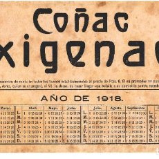 Coleccionismo Papel secante: COÑAC OXIGENADO - JEREZ - PAPEL SECANTE CON CALENDARIO AÑO 1918 - 220X112 - INÉDITO EN TODOCOLECCIÓN