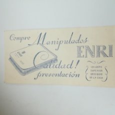 Coleccionismo Papel secante: PAPEL SECANTE. COMPRE MANIPULADOS ENRI. 19.5 X 9.5 CM