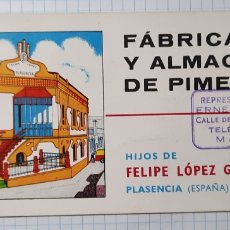 Coleccionismo Papel secante: PAPEL SECANTE / FABRICA Y ALMACENES DE PIMENTON .- HIJOS DE FELIPE LOPEZ GARCIA / PLASENCIA. Lote 347258933