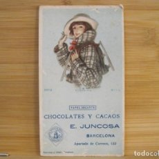 Coleccionismo Papel secante: CHOCOLATES Y CACAOS JUNCOSA-BARCELONA-PAPEL SECANTE ANTIGUO-PUBLICIDAD-VER FOTOS-(K-9254)