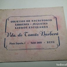 Coleccionismo Papel secante: PAPEL SECANTE PUBLICITARIO LIBRERIA PAPELERIA--VIUDA DE TOMAS BARBERA-REUS TARRAGONA