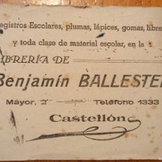 Coleccionismo Papel secante: PAPEL SECANTE. LIBRERÍA DE BENJAMÍN BALLESTER. CASTELLÓN.