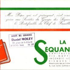 Coleccionismo Papel secante: SECANTE - FRANCÉS - SEGUROS - LA SÉQUANAISE - 209X135MM