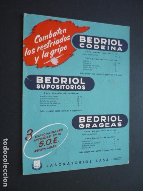 Coleccionismo papel secante: BEDRIOL CODEINA PAPEL SECANTE LABORATORIOS LASA - Foto 1