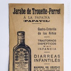 Coleccionismo Papel secante: JARABE DE TROUETTE PERRET A LA PAPAÏNA - PAPEL SECANTE PUBLICIDAD -(K-11.838)