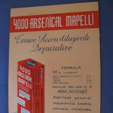 Coleccionismo Papel secante: PAPEL SECANTE. PUBL. YODO ARSENICAL MAPELLI. LABORATORIOS MAPELLI, MALAGA.