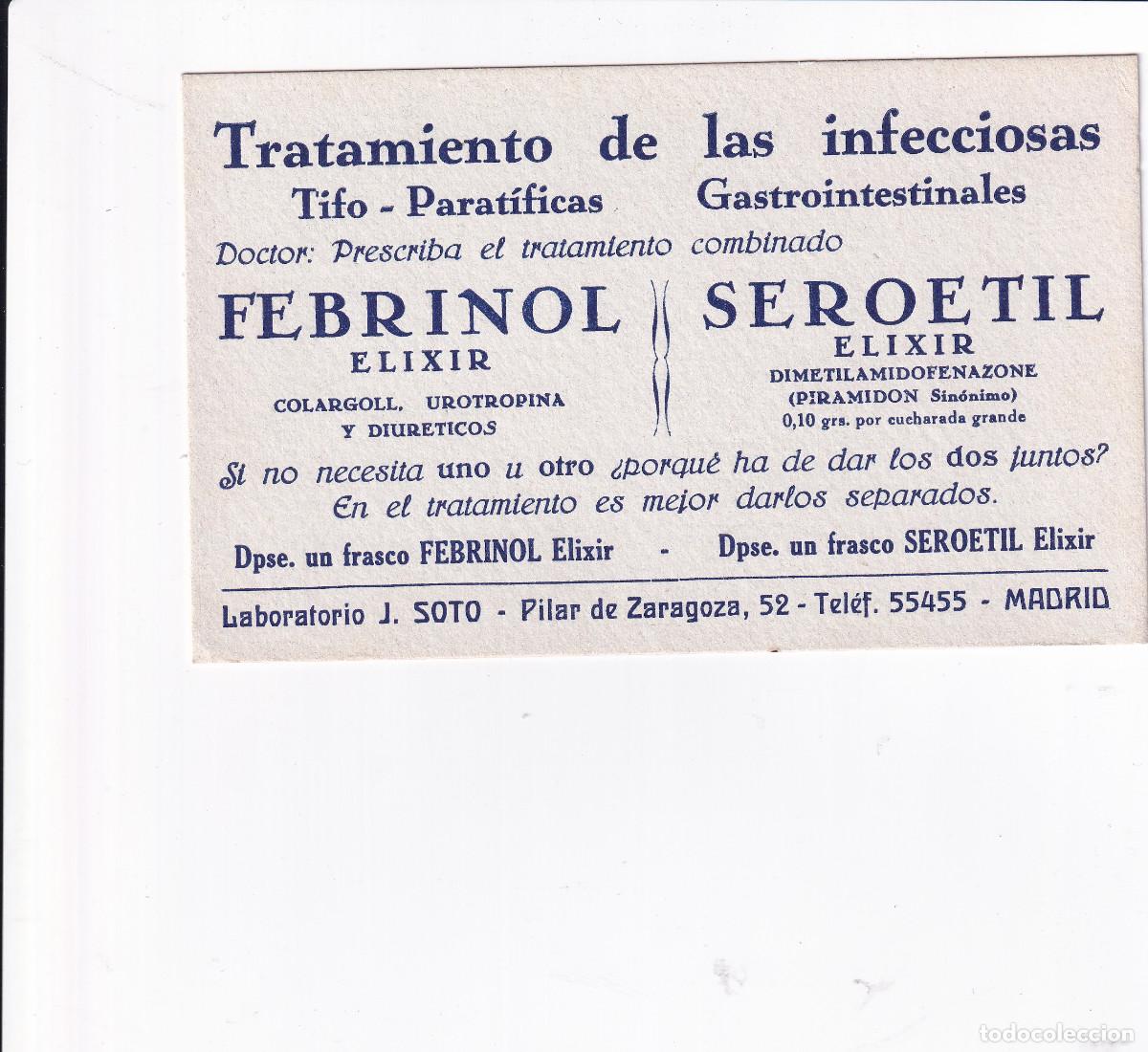 Coleccionismo papel secante: PAPEL SECANTE.- FEBRINOL / SEROTIL ELIXIR. - Foto 1