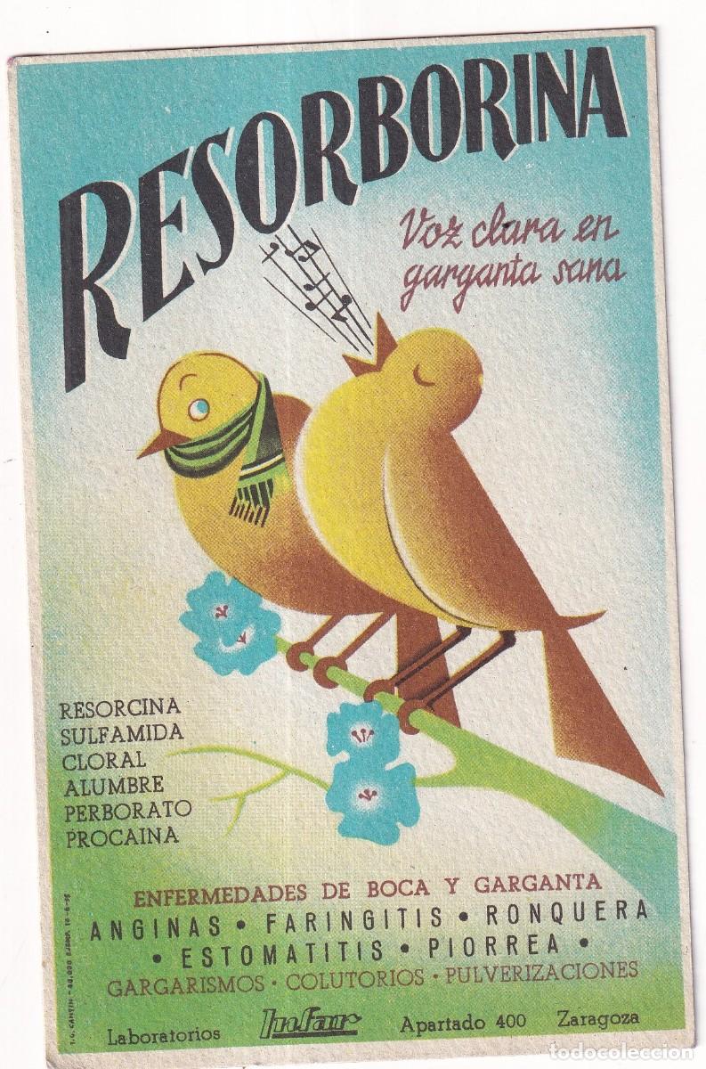 Collezionismo Carta assorbente: Secante Zaragoza. laboratorios infan. Resorborina, anginas, faringitis, ronquera, etc