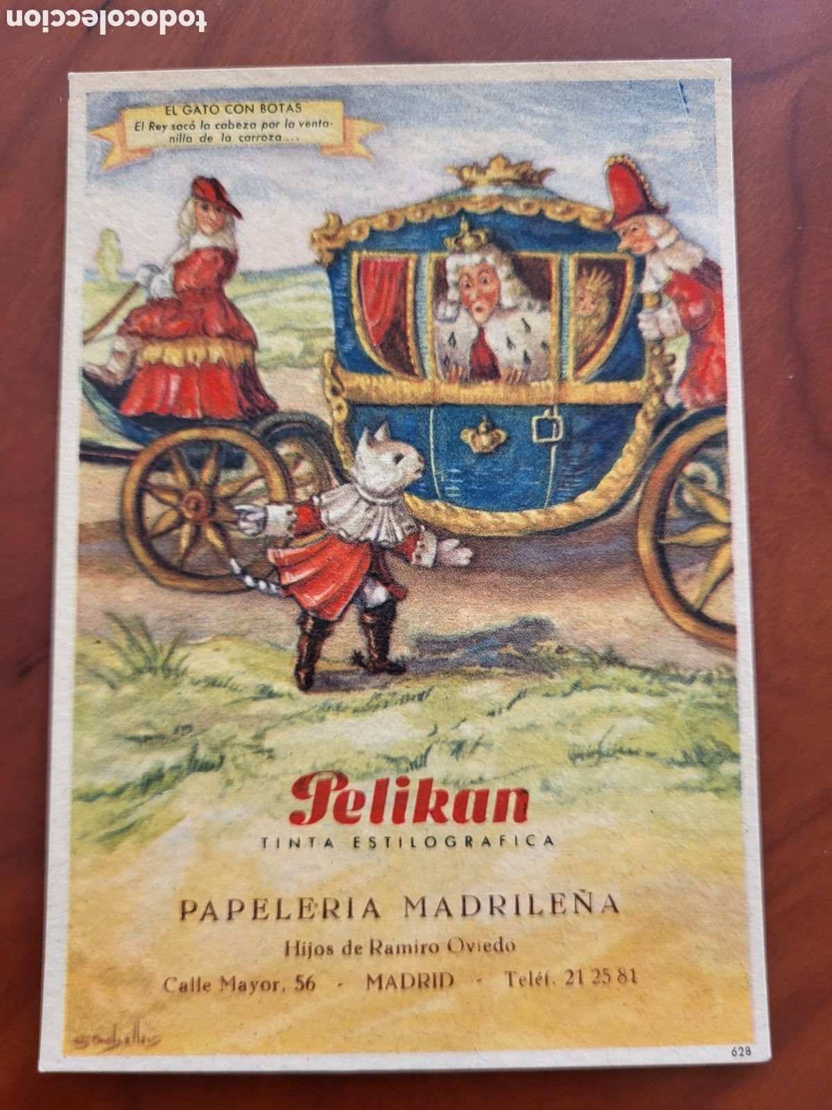 Coleccionismo Papel secante: ANTIGUO PAPEL SECANTE PUBLICIDAD TINTA PELIKAN PAPELERIA MADRILE&Ntilde;A EL GATO CON BOTAS