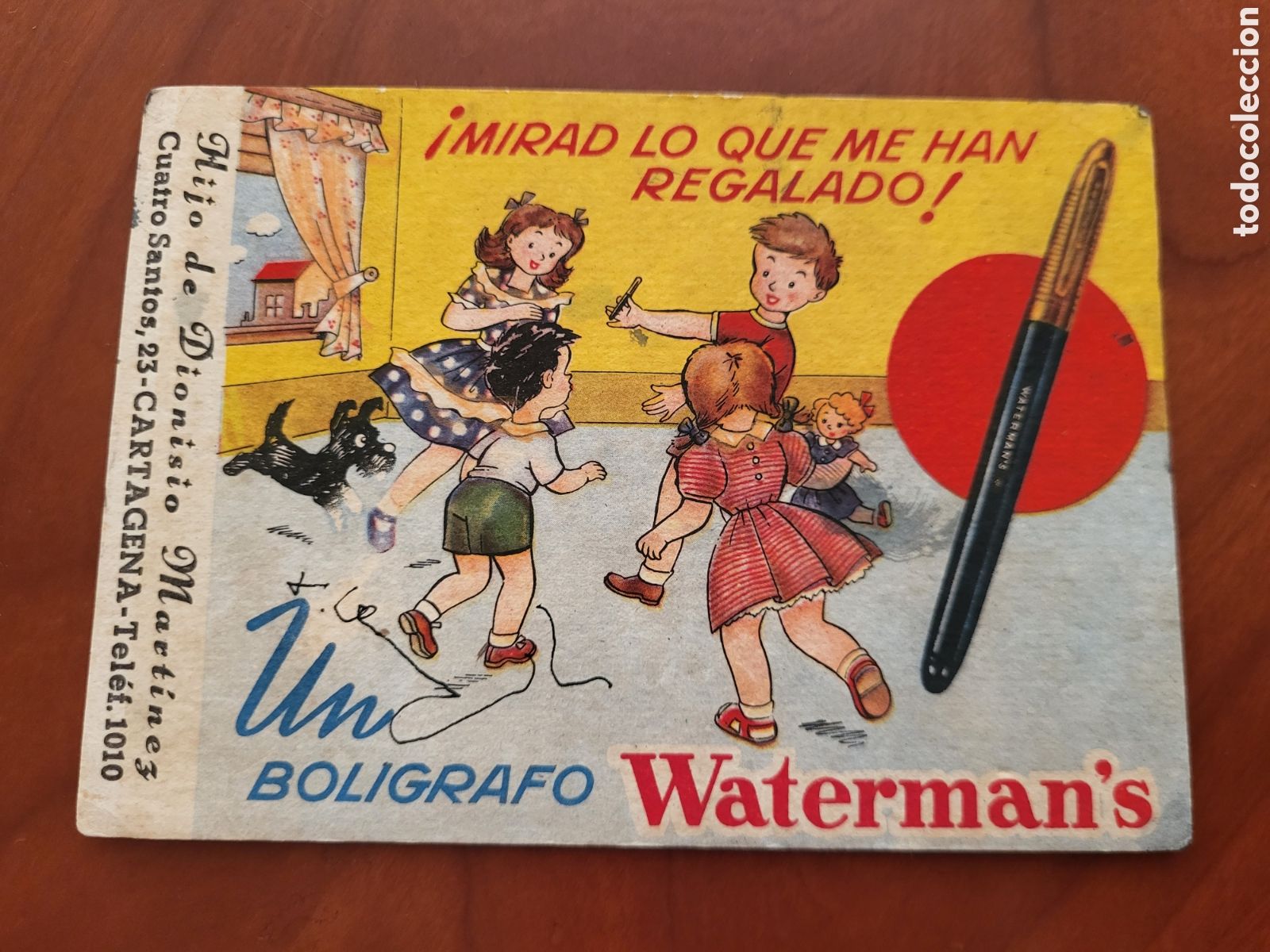 Coleccionismo Papel secante: ANTIGUO PAPEL SECANTE PUBLICIDAD CARTAGENA MURCIA BOLIGRAFO WATERMAN'S