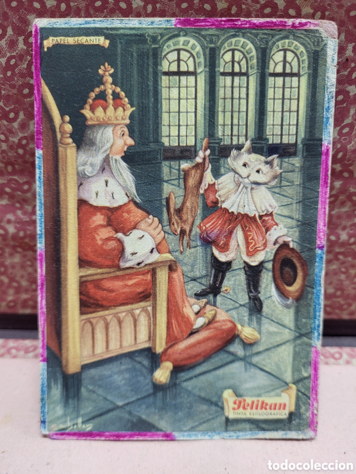 Coleccionismo Papel secante: ANTIGUO PAPEL SECANTE PUBLICIDAD TINTA PELIKAN EL GATO CON BOTAS