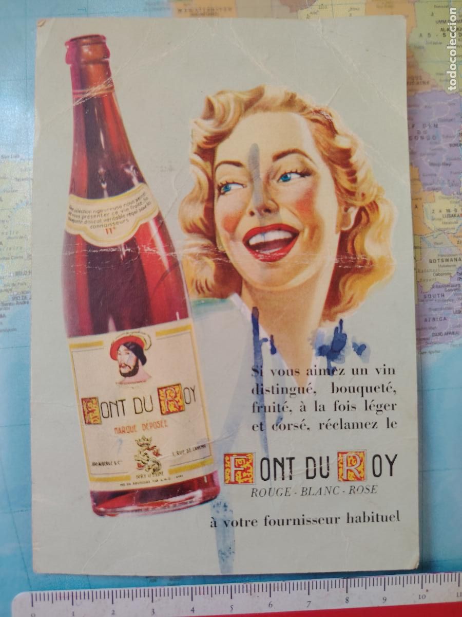 Collectionnisme Papier buvard: papel secante publicidad vino Font Du Roy - usado