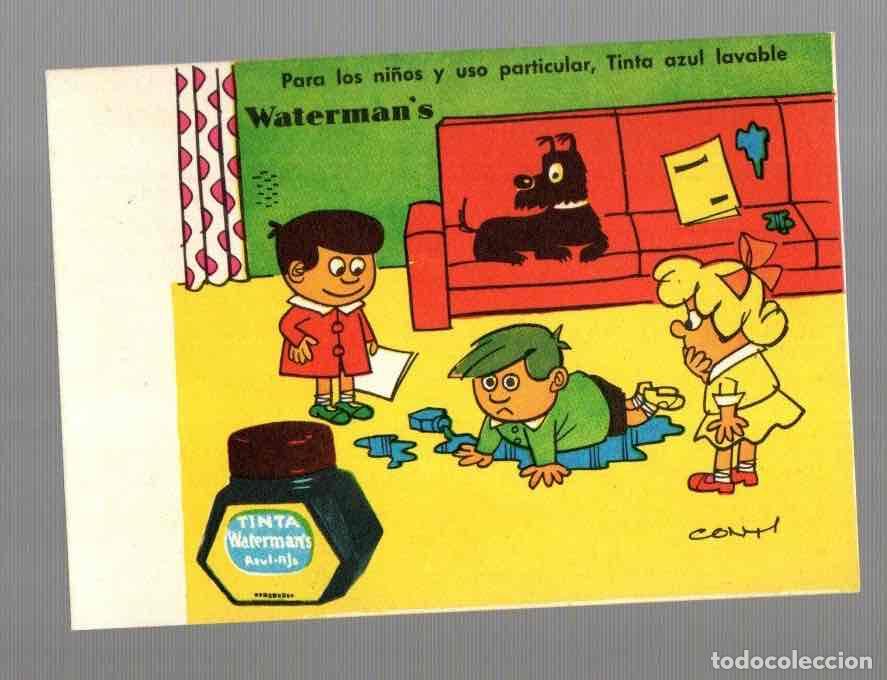 Coleccionismo Papel secante: PAPEL SECANTE PUBLICITARIO PLUMAS-BOLIGRAFOS WATERMAN. ILUSTRADA POR CARLOS CONTI. C. 1950