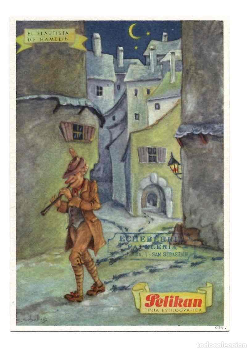 Coleccionismo Papel secante: PAPEL SECANTE PUBLICITARIO TINTA ESTILOGRAFICA PELIKAN. EL FLAUTISTA DE HAMELIN 634. C. 1950
