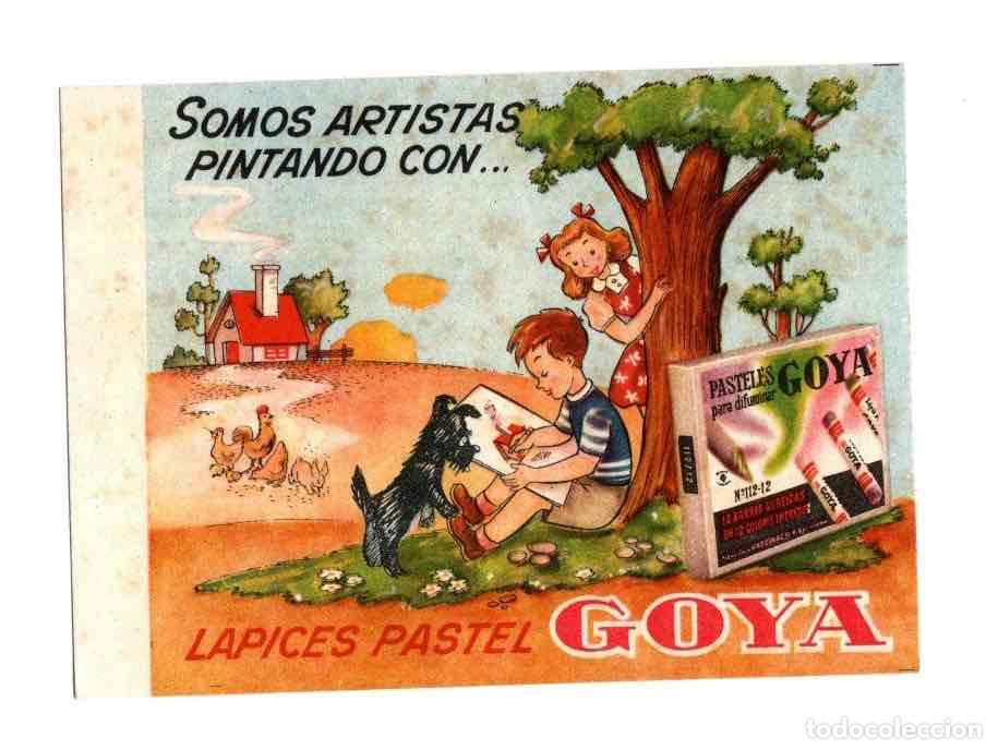 Coleccionismo Papel secante: PAPEL SECANTE PUBLICITARIO LAPICES PASTEL GOYA. C.1950