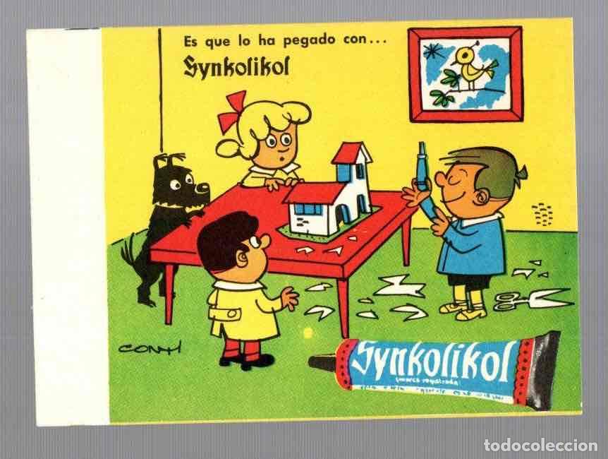 Coleccionismo Papel secante: PAPEL SECANTE PUBLICITARIO PEGAMENTO SYNKOLIKOL. ILUSTRADA POR CARLOS CONTI. C. 1950