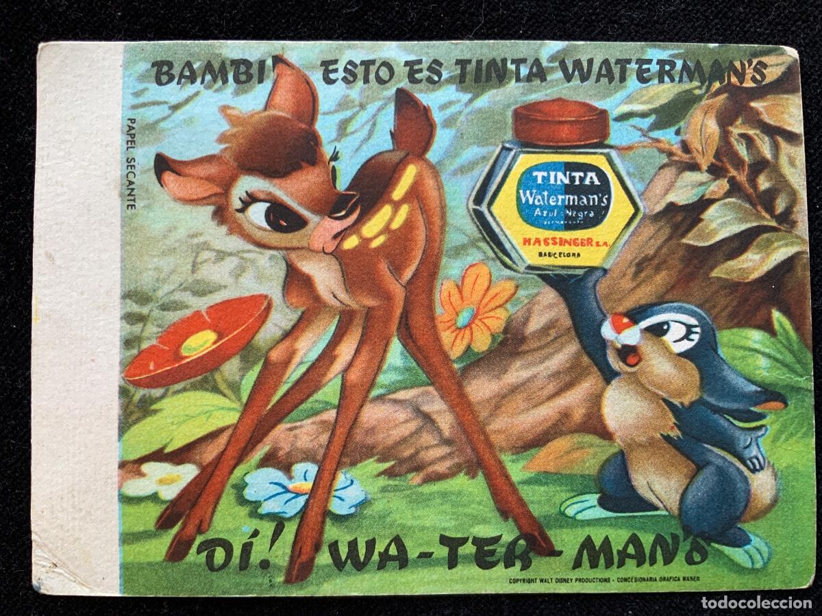 Colecionismo Mata-borr&atilde;o: Papel secante tinta waterman&rsquo;s, bambi. Walt disney.