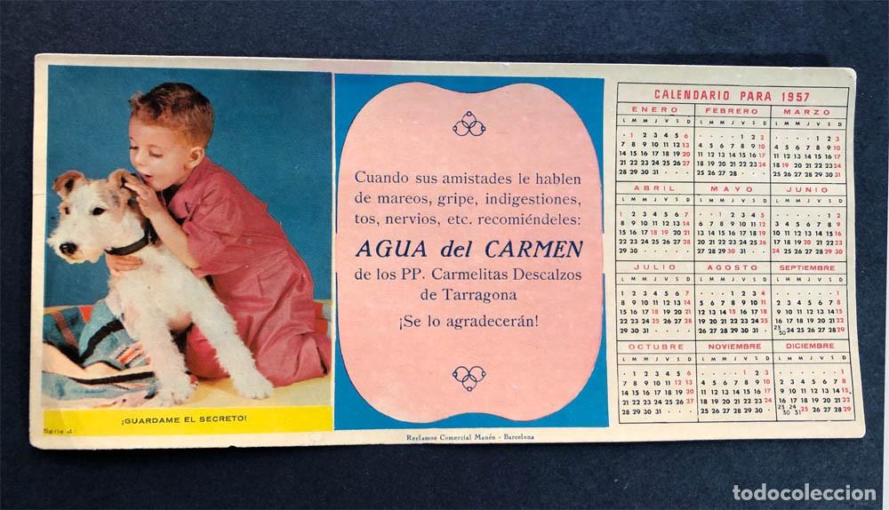 Coleccionismo Papel secante: SECANTE - CALENDARIO A&Ntilde;O 1957 / AGUA DEL CARMEN / PP. CARMELITAS - TARRAGONA
