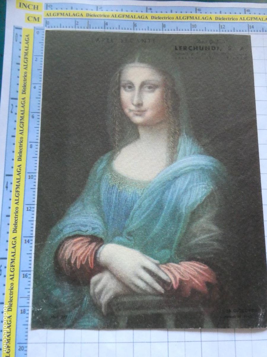 Collectable Blotting Paper: PAPEL SECANTE. ARTES GR&Aacute;FICAS LERCHUNDI BILBAO. LA GIOCONDA LEONARDO DA VINCI