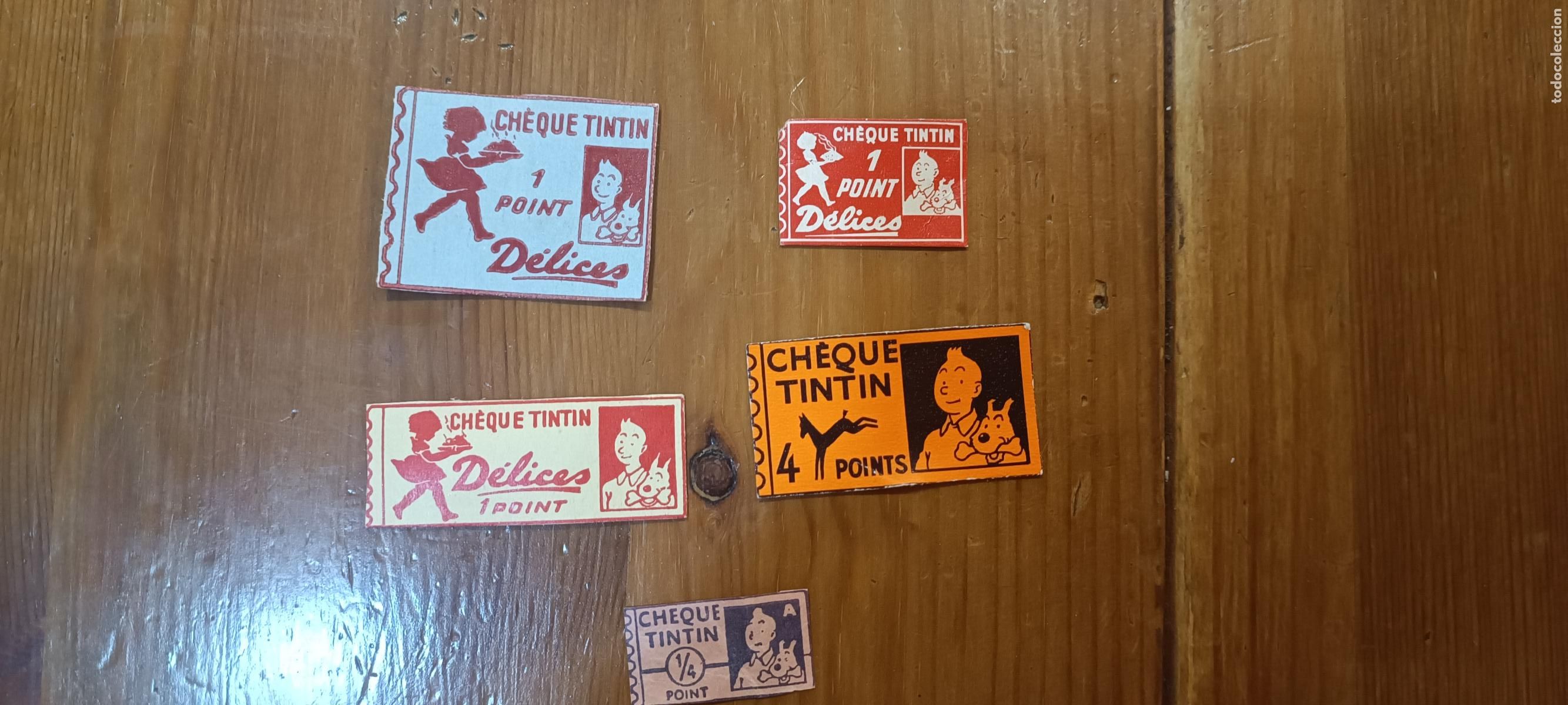 Coleccionismo Papel secante: LOTE 5 CHEQUES TINTIN - PATES DELICE - DIFERENTES