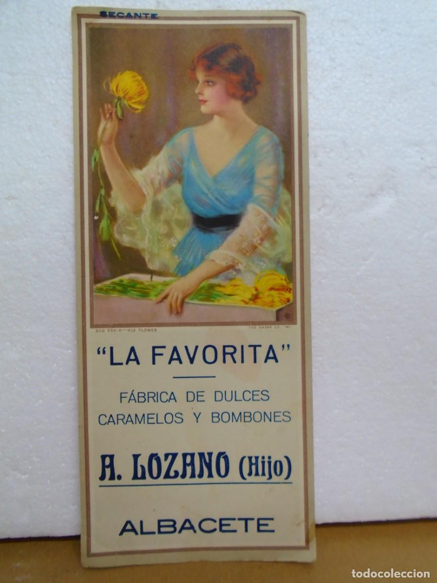 Coleccionismo papel secante: ANTIGUO SECANTE&rdquo;LA FAVORITA&rdquo;FABRICA DE DULCES,CARAMELOS Y BOMBONES,ALBACETE.23X10 CM.