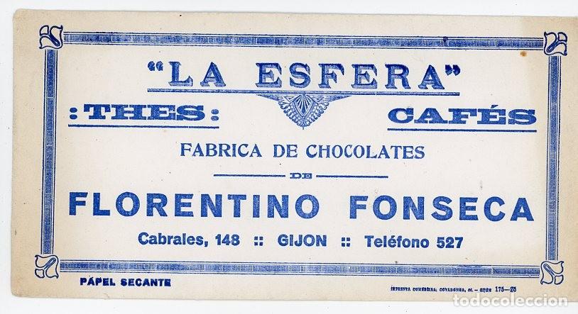 Collectable Blotting Paper: GIJON. ASTURIAS. LA ESFERA THES CAFES. Antiguo papel secante