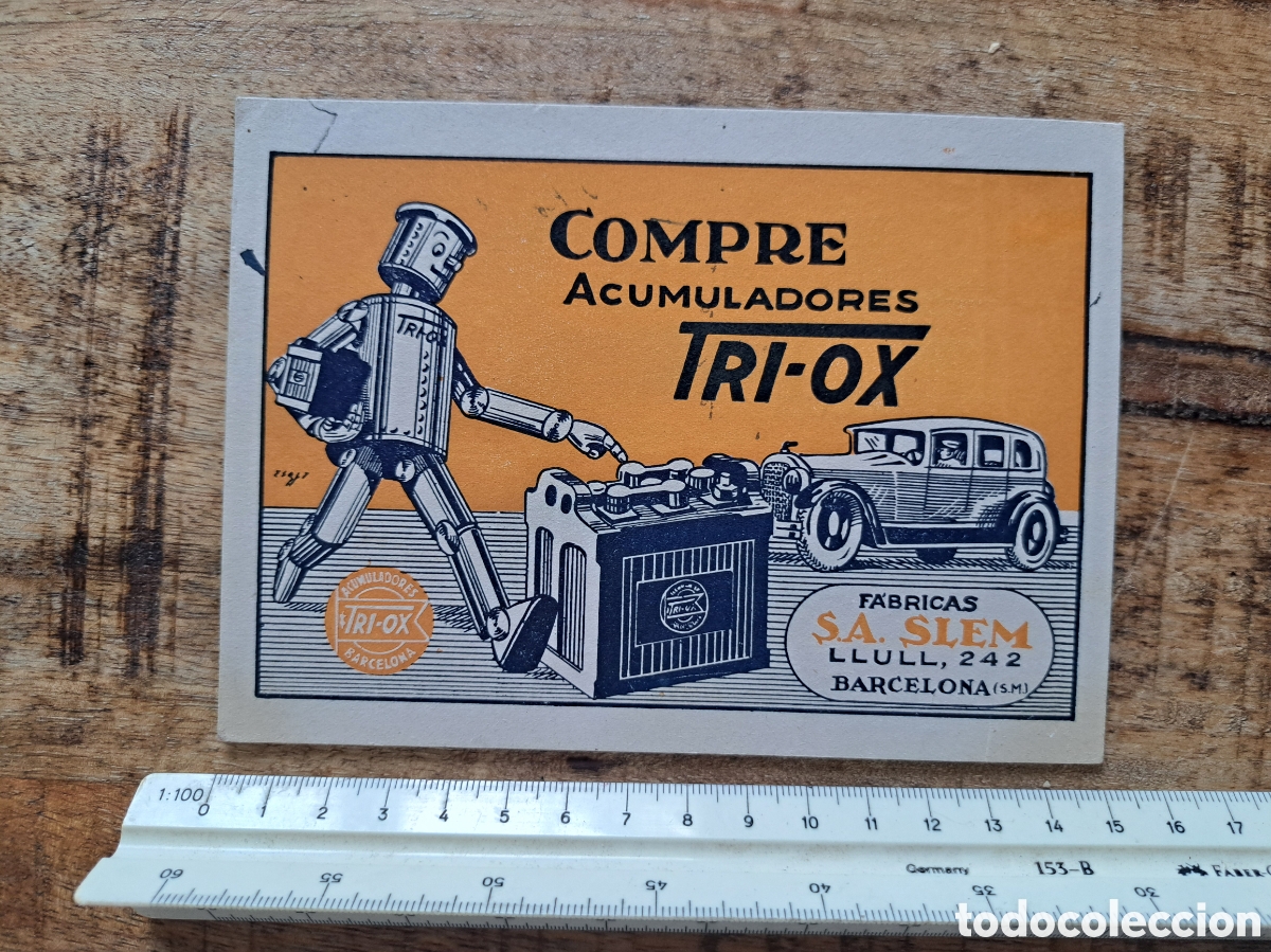 Coleccionismo papel secante: Jml Papel secante Compre Acumuladores Tri-ox Fabricas S.A. Slem llul Barcelona