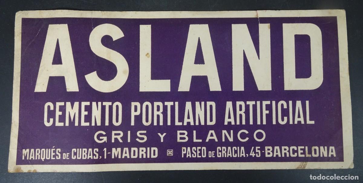 Collectable Blotting Paper: ANTIGUO PAPEL SECANTE PUBLICIDAD, ASLAND , CEMENTO PORTLAND ,VER FOTOS