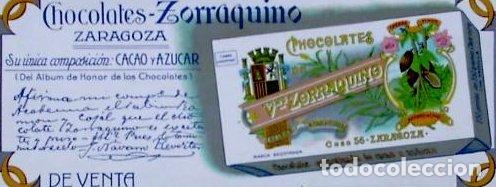Coleccionismo papel secante: SECANTE CHOCOLATES ZORRAQUINO, ZARAGOZA. D&Eacute;CADA DE 1910.