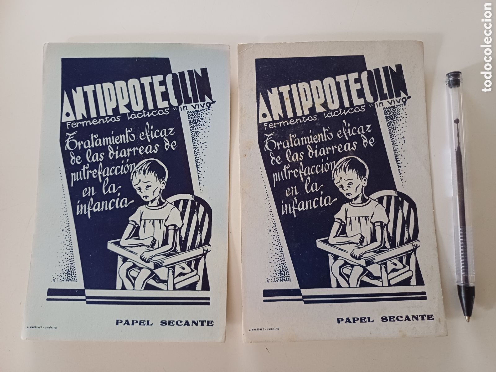 Coleccionismo papel secante: Lote dos antiguos papel secante Antiproteolin