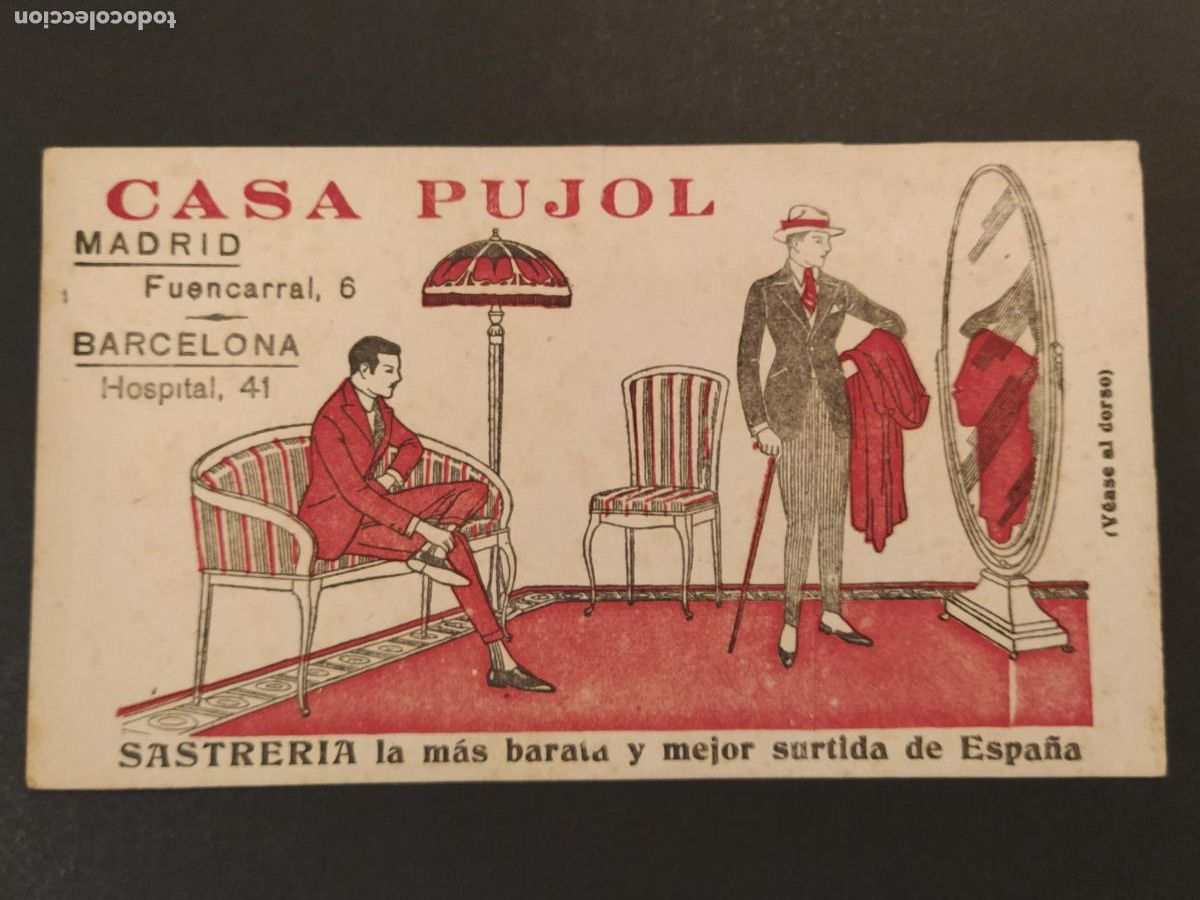 Coleccionismo papel secante: CASA PUJOL SASTRERIA - MADRID BARCELONA - PUBLICIDAD - PAPEL SECANTE -(K-16.035)
