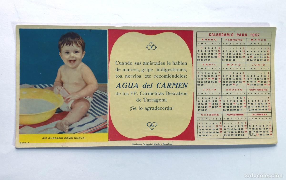 Coleccionismo papel secante: SECANTE - CALENDARIO A&Ntilde;O 1957 / AGUA DEL CARMEN / PP. CARMELITAS - TARRAGONA