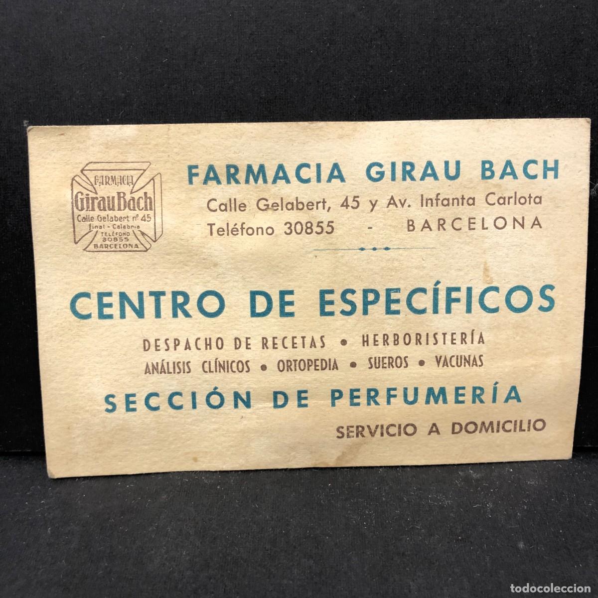 Coleccionismo papel secante: FARMACIA GIRAU BACH - CENTRO DE ESPEC&Iacute;FICOS - SECCI&Oacute;N DE PERFUMER&Iacute;A - PAPEL SECANTE / 5261