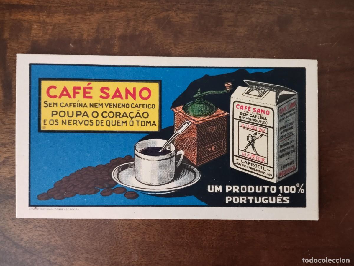 Coleccionismo papel secante: Papel Secante de Caf&eacute; Sano, Sin Cafe&iacute;na ni Veneno Cafeico. Portugal.