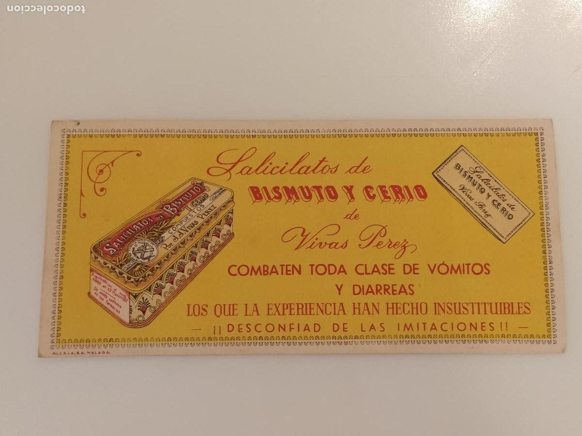 Coleccionismo papel secante: SALICILATOS DE BISMUTO Y CERIO DE VIVAS PEREZ - PAPEL SECANTE - PUBLICIDAD -(K-16.148)