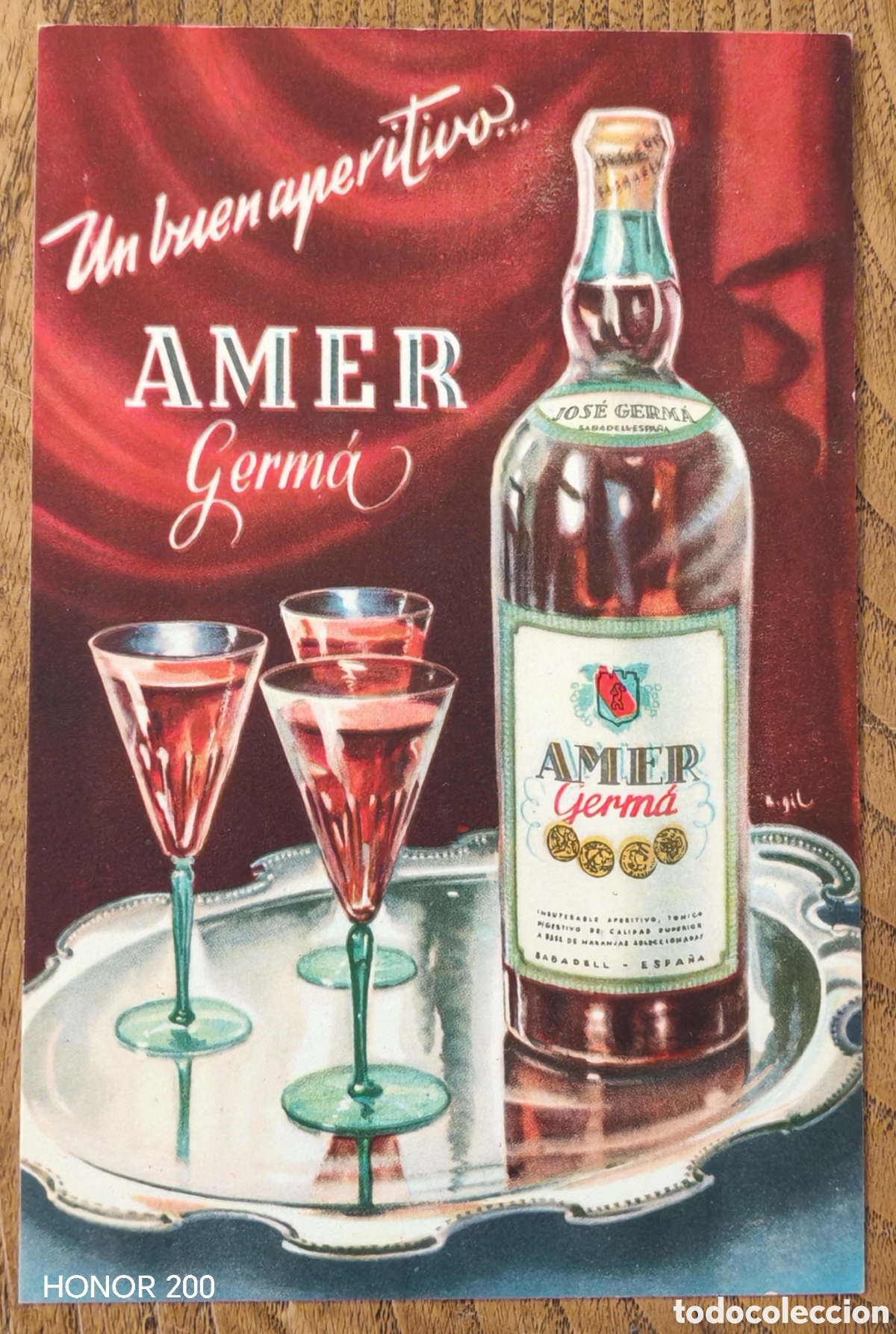 Coleccionismo papel secante: Secante Publicitario - Aperitivo Amer de Jos&eacute; Germ&aacute; - Sabadell
