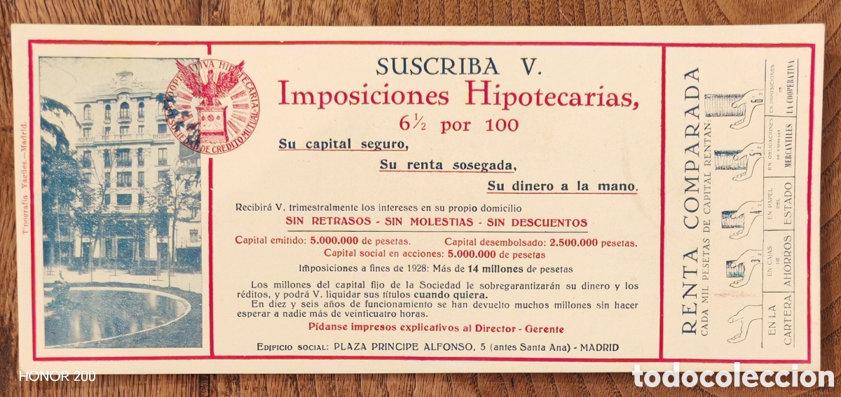 Coleccionismo papel secante: Secante Publicitario - Sociedad de Cr&eacute;dito Mutual. Cooperativa Hipotecaria- Barcelona 1929
