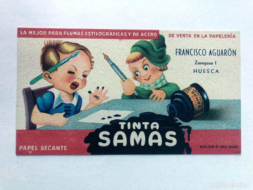 Coleccionismo papel secante: SECANTE / TINTA SAMAS - PLUMAS ESTILOGR&Aacute;FICAS / PAPELER&Iacute;A AGUAR&Oacute;N DE HUESCA / &Uacute;NICO EN TODOCOLECCI&Oacute;N