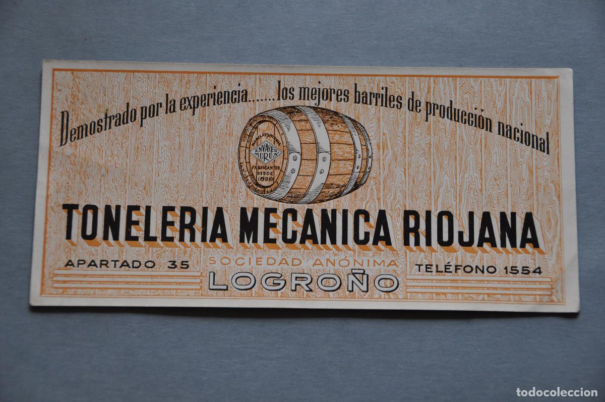Coleccionismo papel secante: PAPEL SECANTE - TONELERIA MECANICA RIOJANA (LOGRO&Ntilde;O)